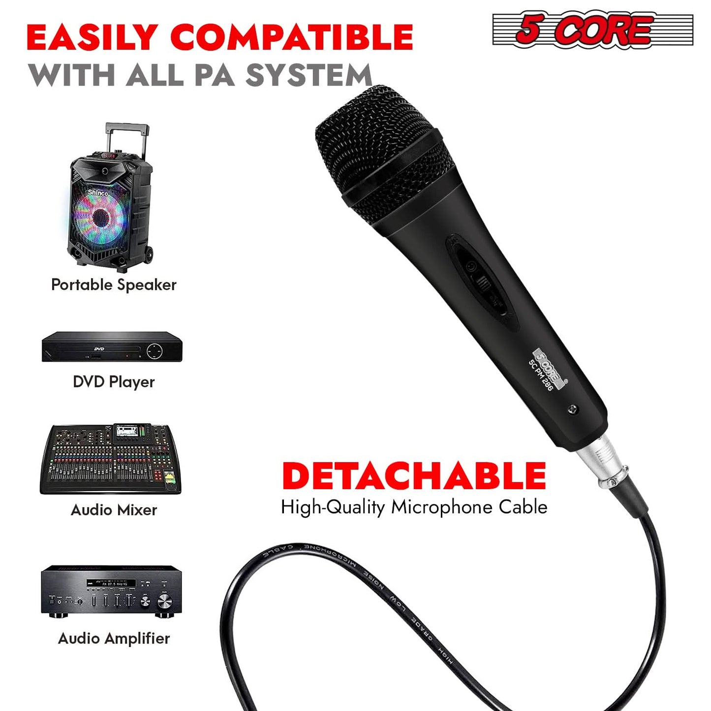5Core XLR Microphone Dynamic Mic Karaoke Singing Studio Mics Handheld Microfono-4