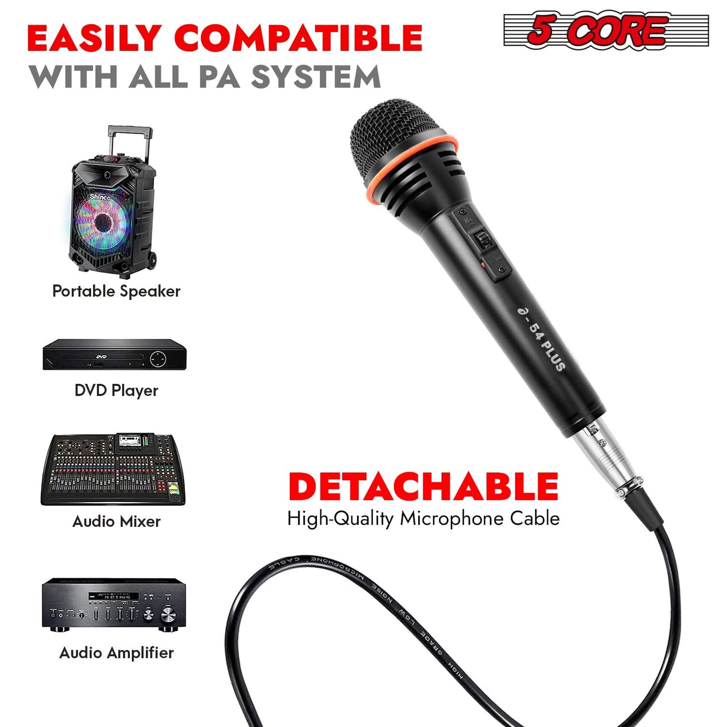 5Core Microphone Dynamic Mic Karaoke Singing Studio XLR Mics Handheld Microfono-4