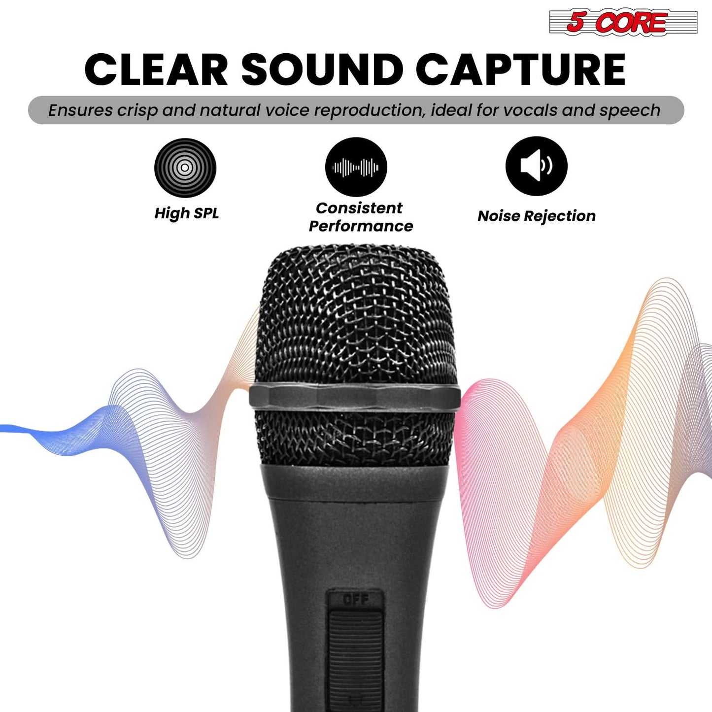 5Core XLR Microphone Dynamic Mic Karaoke Singing Studio Mics Handheld Microfono-4