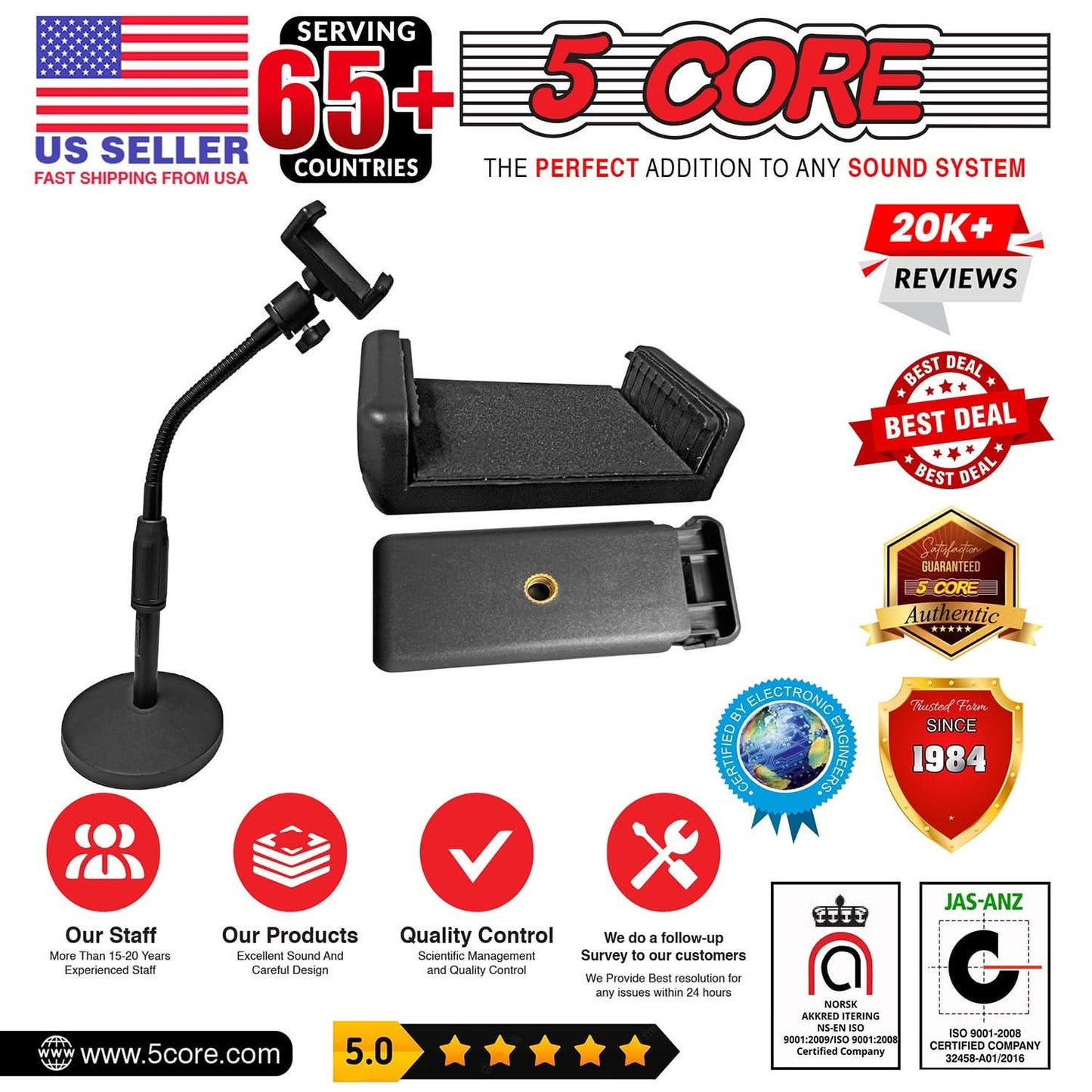 5Core Cell Phone Stand for Desk Adjustable Scissor Boom Arm Stands Tablet Cellphone-1