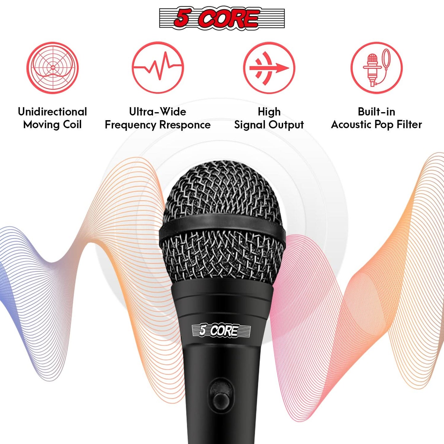 5Core XLR Microphone Dynamic Mic Karaoke Singing Studio Microfono Handheld Mics-2