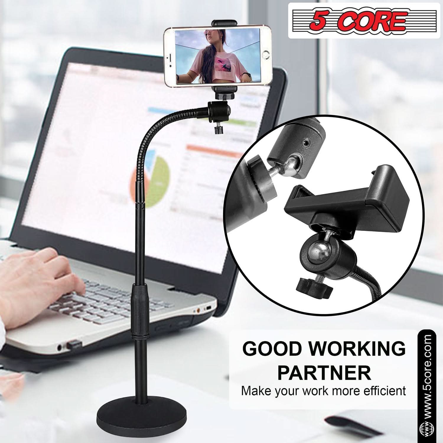 5Core Cell Phone Stand for Desk Adjustable Scissor Boom Arm Stands Tablet Cellphone-4