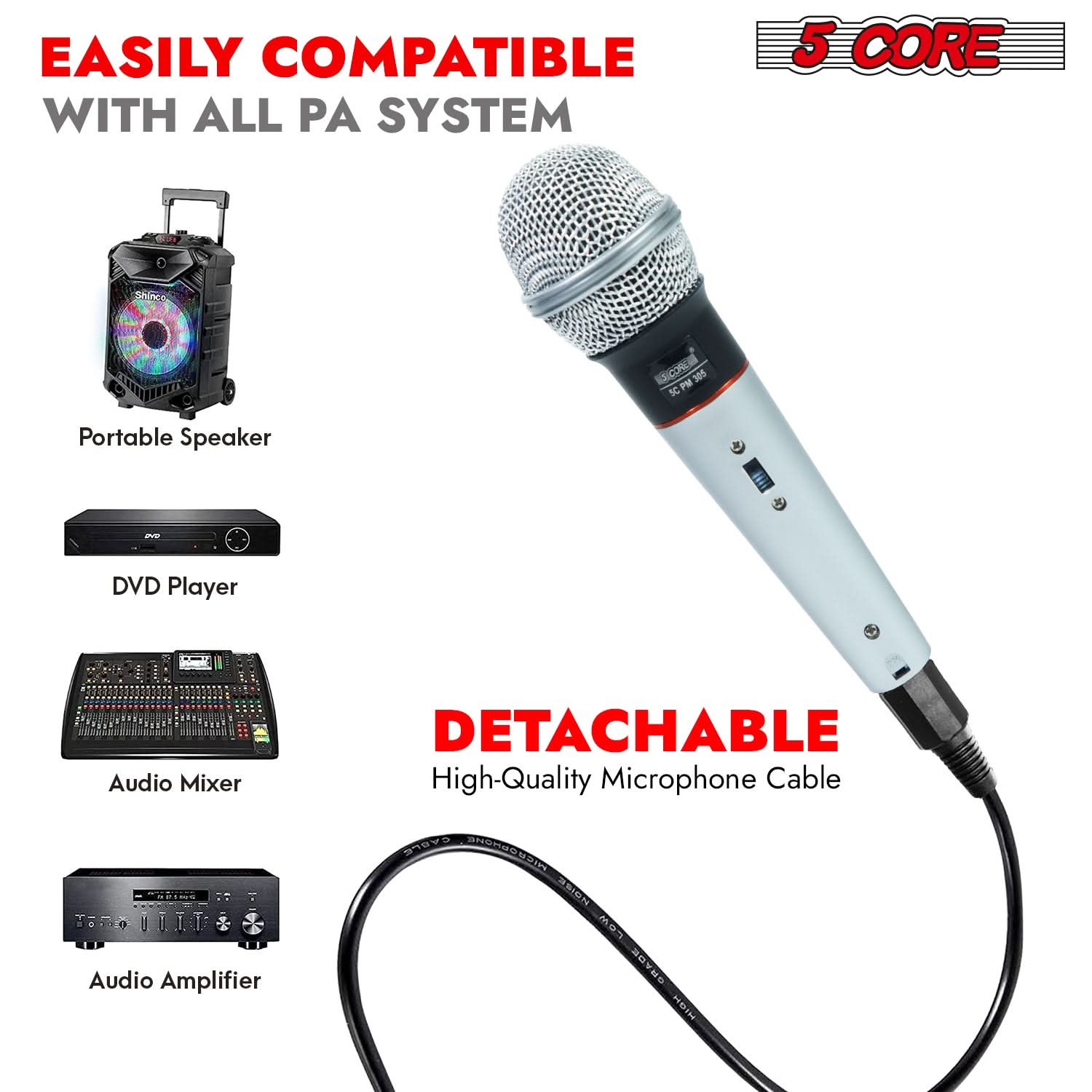 5Core XLR Microphone Dynamic Mic Karaoke Singing Studio Mics Handheld Microfono-4